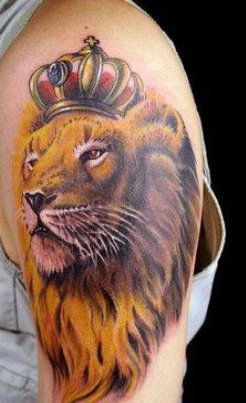 Lion Wearing Crown Tattoo