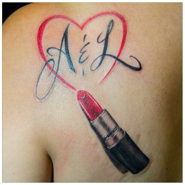 Lipstick And Heart Tattoo