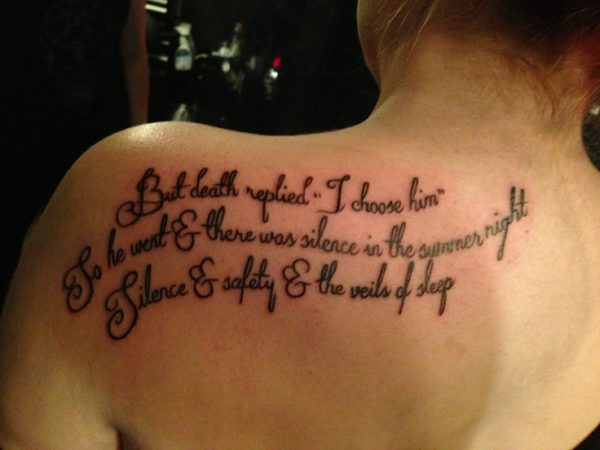 Literacy Back Shoulder Tattoo