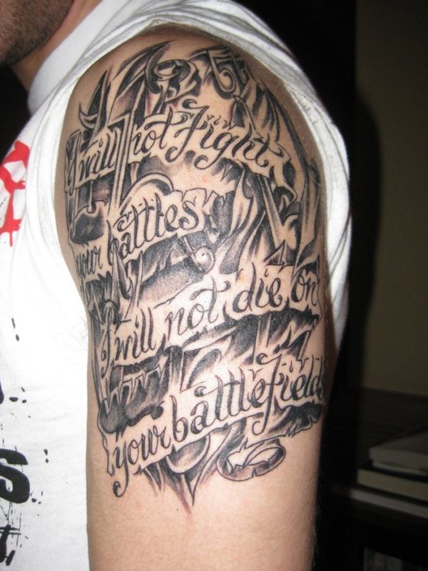 Literacy Shoulder Tattoo For Men