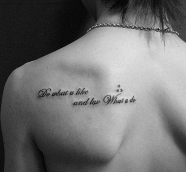 Literacy Tattoo On Left Shoulder