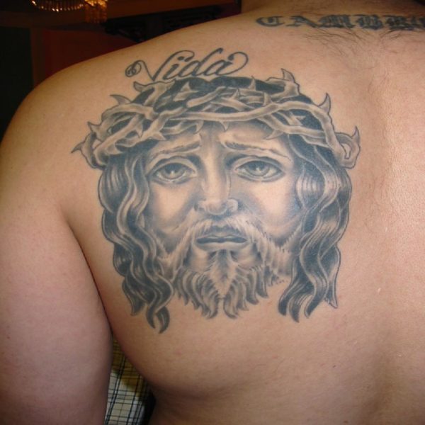 Lord Christ Tattoo On Back Shoulder