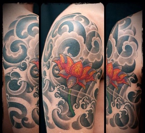 Lotus And Cloud Tattoo