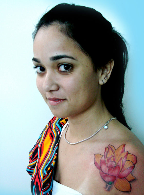 Lovely Asian Flowers Tattoo