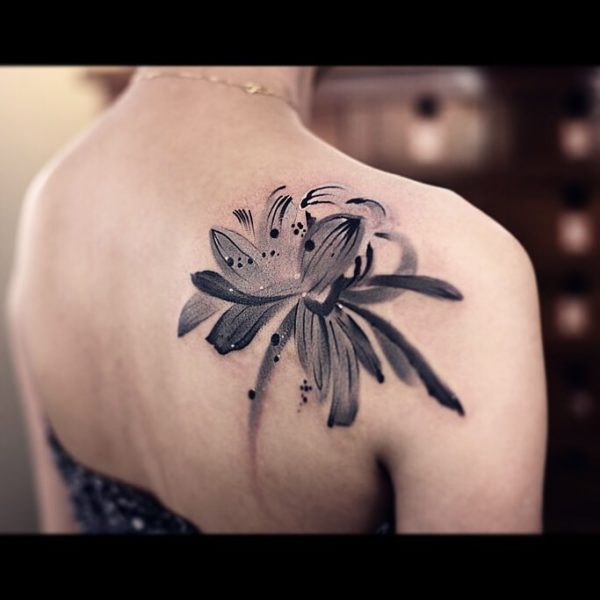 Lotus Shoulder Blade Tattoo Design