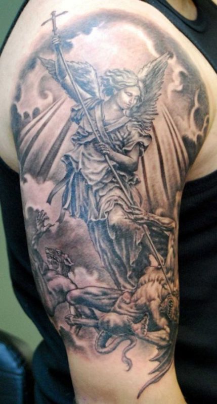 Lovely Angel Shoulder Tattoo Design