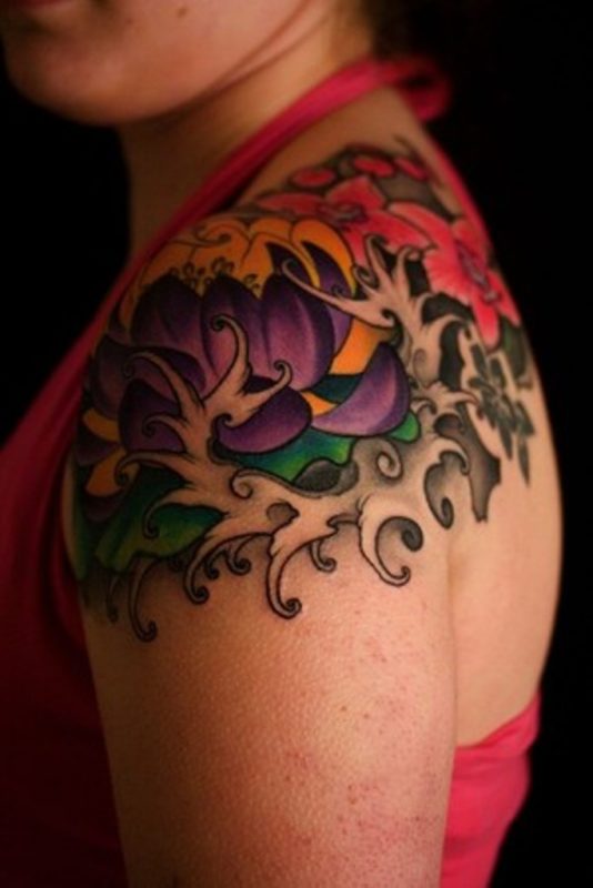 Lovely Asian Flowers Tattoo