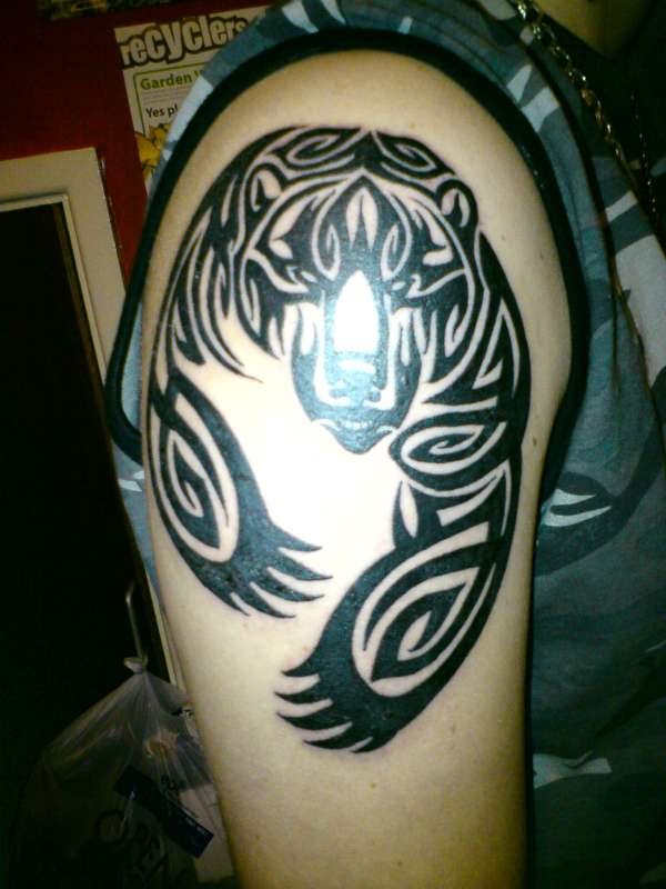 Lovely Bear Tribal Shoulder Tattoo