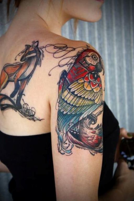 Lovely Bird Shoulder Tattoo