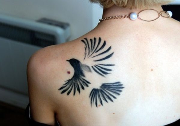 Lovely Bird Tattoo On Left Shoulder