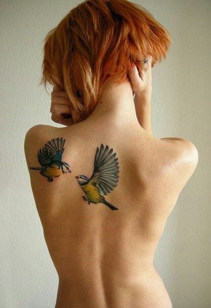 Lovely Birds Shoulder Blade Tattoo