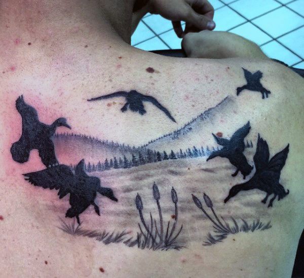 Lovely Birds Tattoo On Back Shoulder