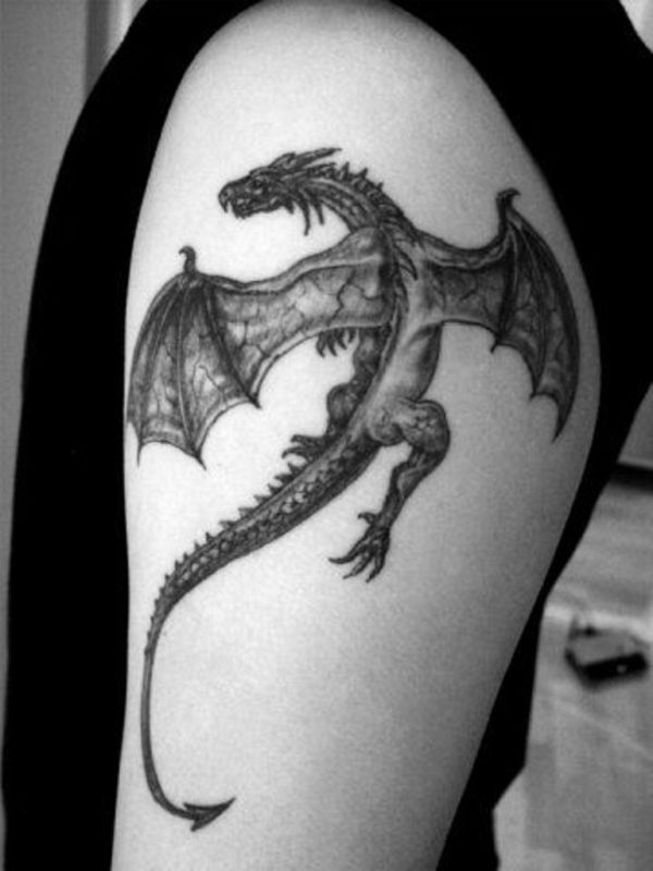 Lovely Black Dragon Tattoo Design