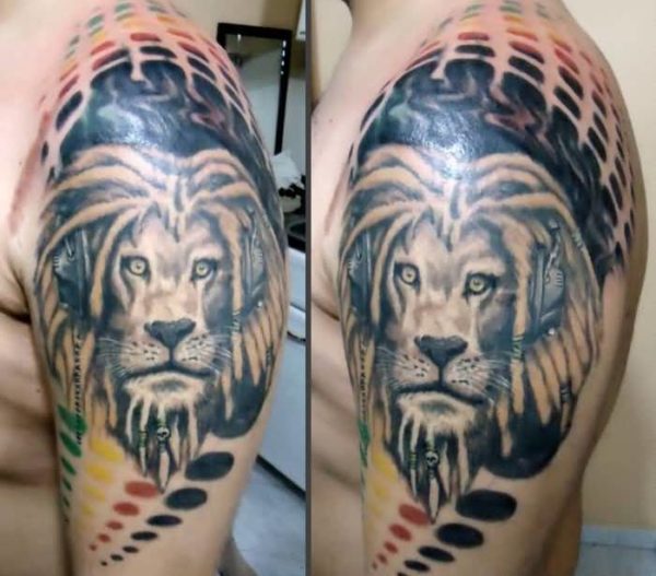 Lovely Black Lion Tattoo