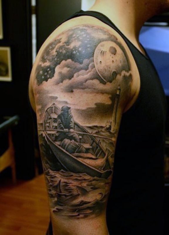 Lovely Cloud Shoulder Tattoo Design