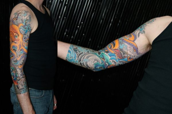 Lovely Colorful Kraken Tattoo-st4554