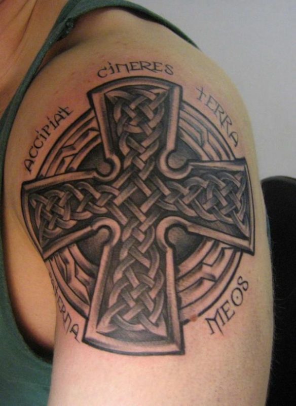 Lovely Cross Shoulder Tattoo Design