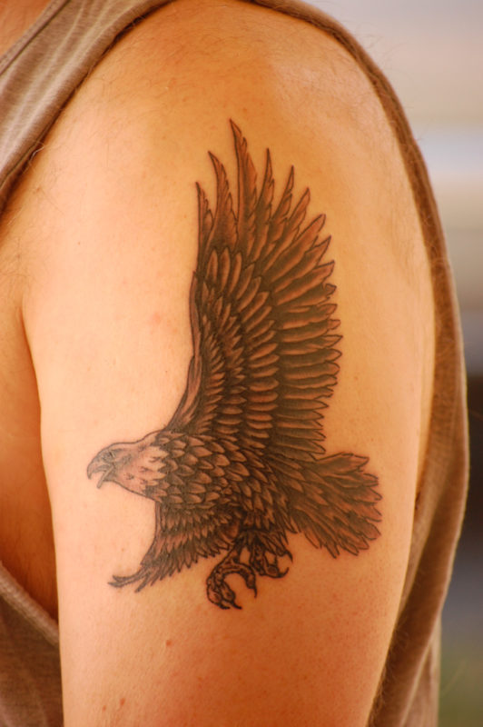 Lovely Eagle Tattoo On Left Shoulder