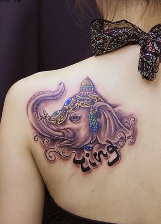 Lovely Elephant Tattoo On Left Shoulder