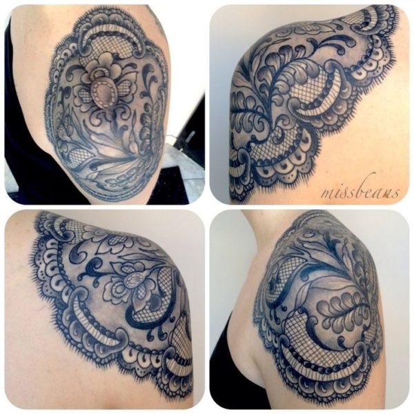 Lovely Lace Shoulder Tattoo