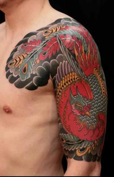 Lovely Phoenix Shoulder Tattoo Design