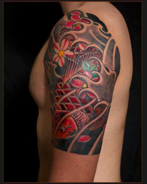 Lovely Red Colored Japanese Tattoo
