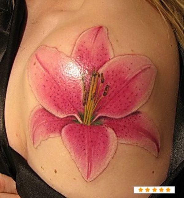 Lovely Red Flower Tattoo