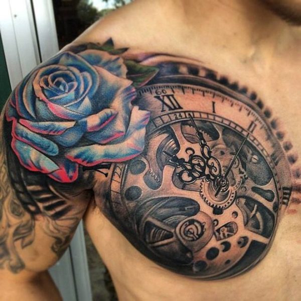 Lovely Shoulder Clock Designer Tattoo