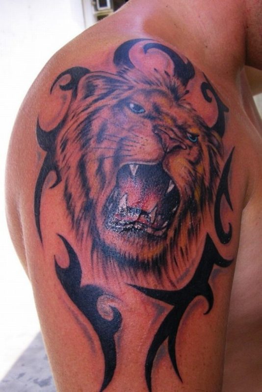 Lovely Tribal Lion Tattoo Design