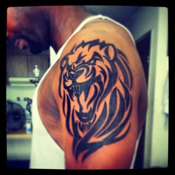 Lovely Tribal Lion Tattoo