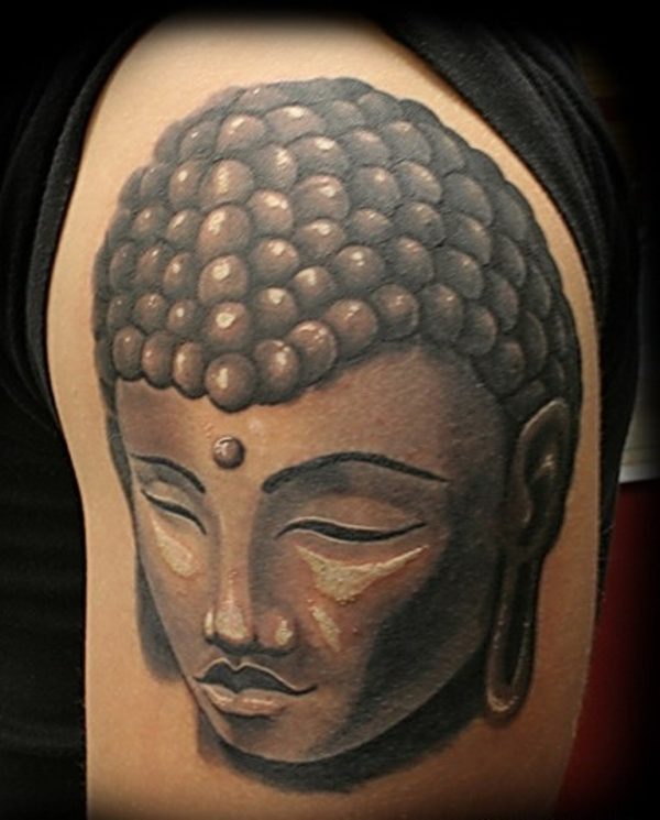 Mahatma Buddha Tattoo On Shoulder