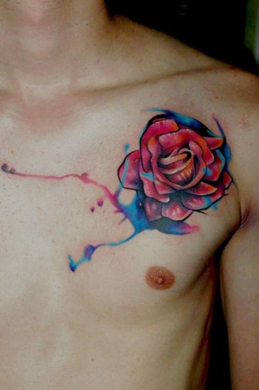 Man Tattoo Flower On Shoulder