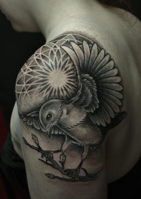 Mandala And Bird Tattoo