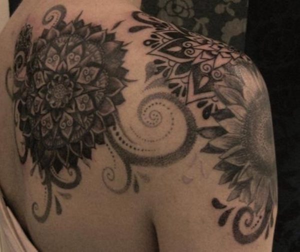 Mandala And Sunflower Tattoo