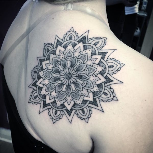 Mandala Flower Tattoo On Shoulder