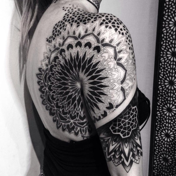 Mandala With Geometric Tattoo Design