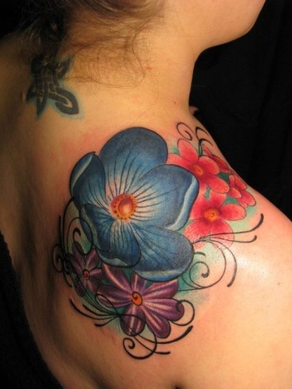 Marvelous Blue Flower Tattoo
