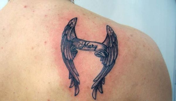 Mary Cross Wings Tattoo