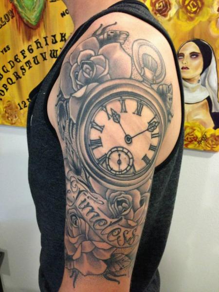 Memorial Clock Tattoo Design