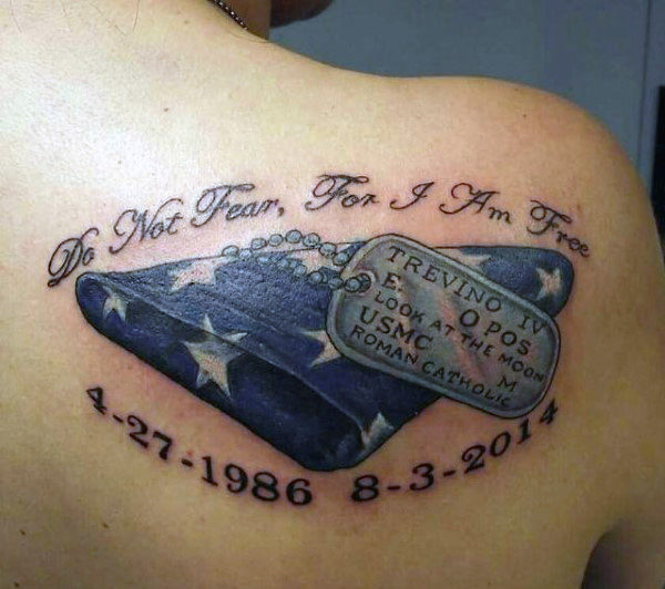 Memorial Shoulder Blade Tattoo