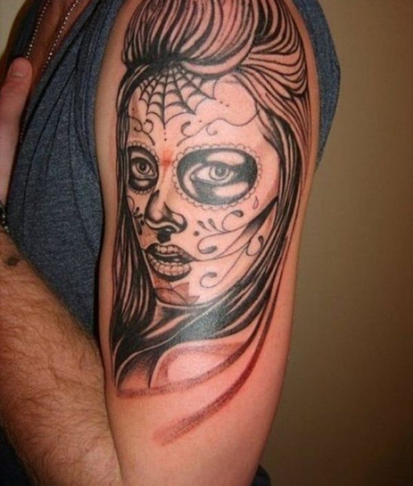 Mexican Lady Skull Tattoo