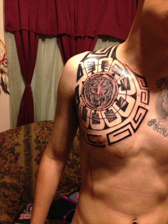Mexican Tribal Shoulder Tattoo