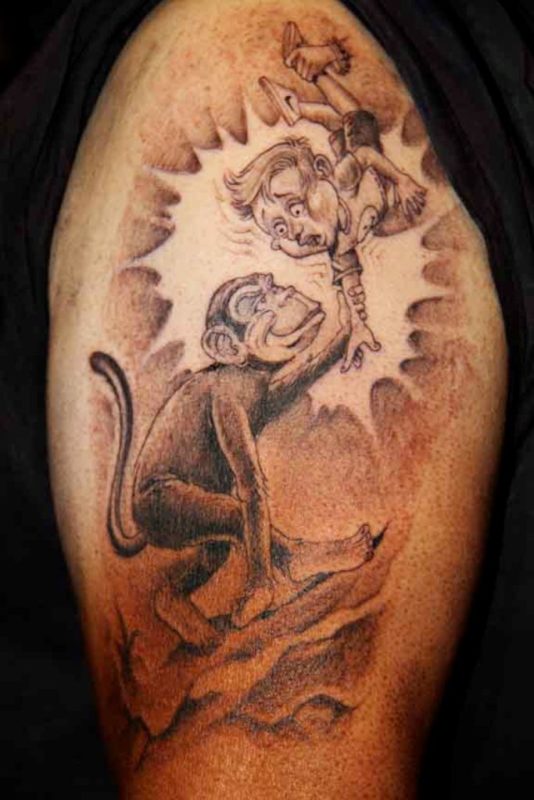 Monkey And Kid Tattoo