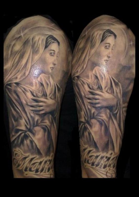 Mother Mary Religious Tattoo Design