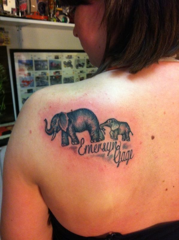 Mother With Child Elephant Tattoo