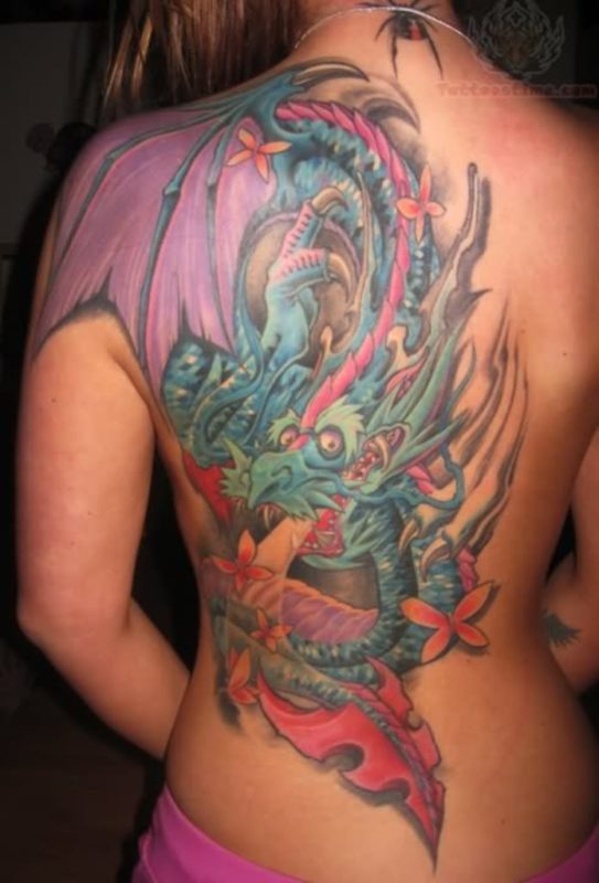 Multi Color Dragon Shoulder Tattoo