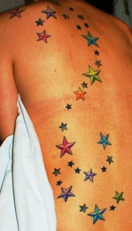 Multicolor Stars Tattoo Design