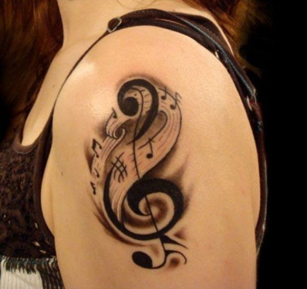 Music Note Shoulder Tattoo Design