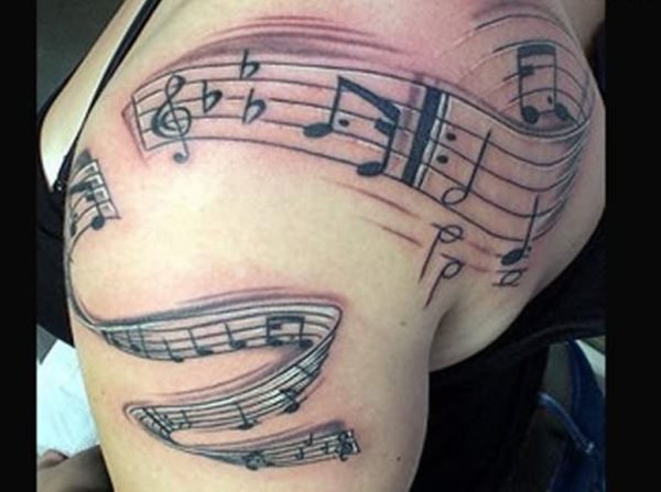 Music Note Shoulder Tattoo