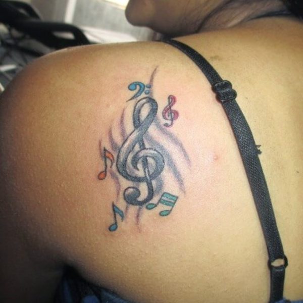 Music Symbol Shoulder Tattoo Design